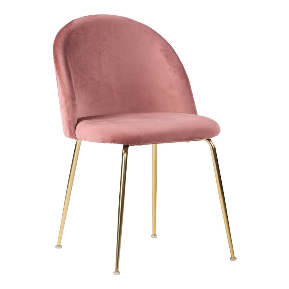 Geneve Dining Chair - Velvet, Steel, Rose - Set of 2