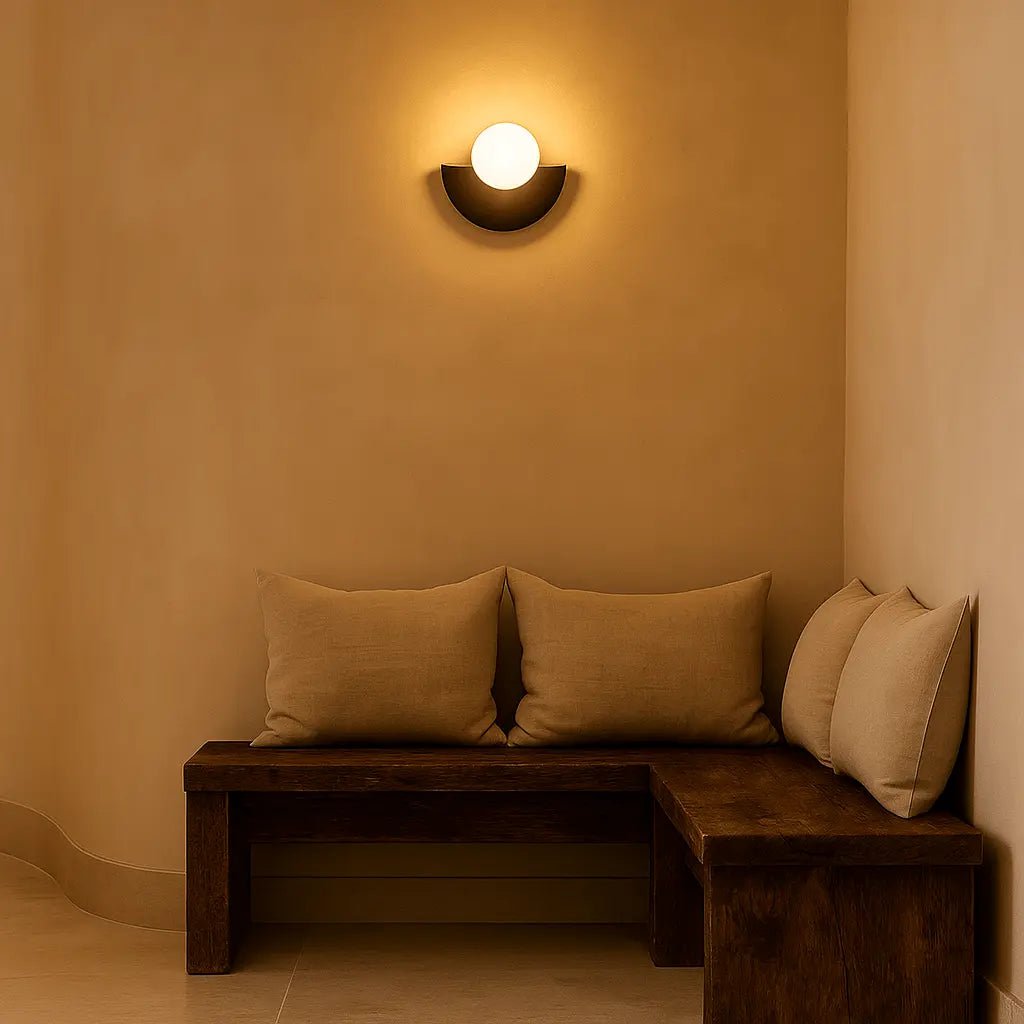 Kane Black Cordless Wall Light – Rechargeable Wood & Glass Lamp