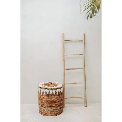 Banana Fiber Laundry Basket - Medium Stitched Storage with Lid