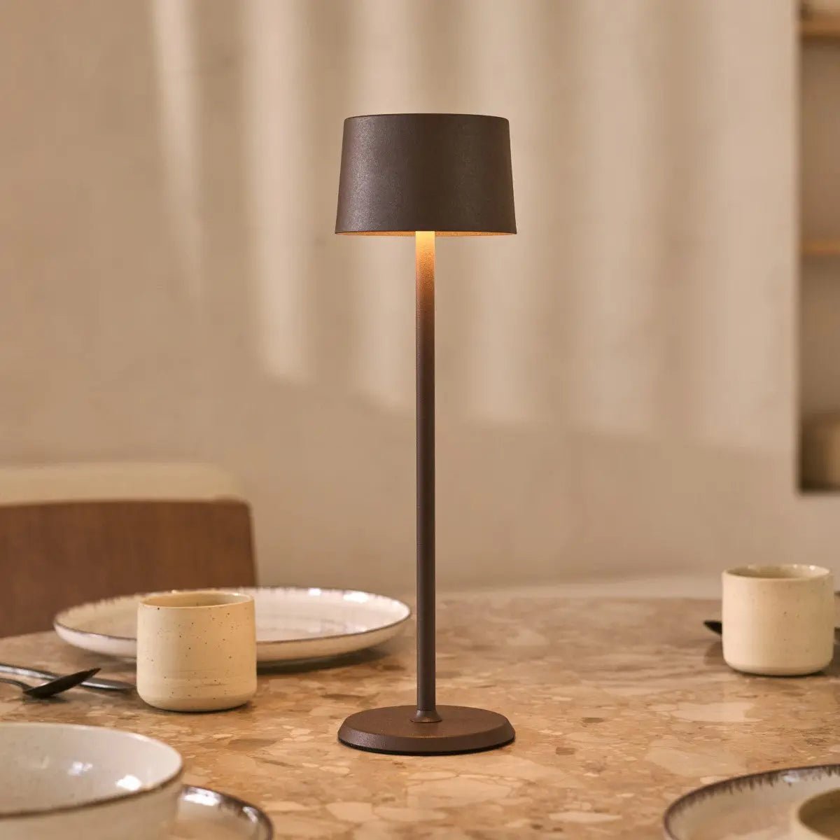 David Mocha Brown Rechargeable Table Lamp 2 in 1 with Adjustable Height | Dimmable & Cordless