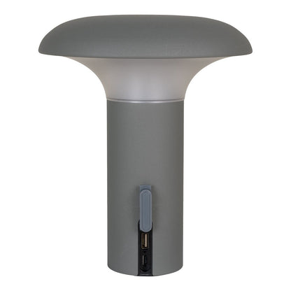 LED Table Lamp - Rechargeable Grey Bedside Light, Portable