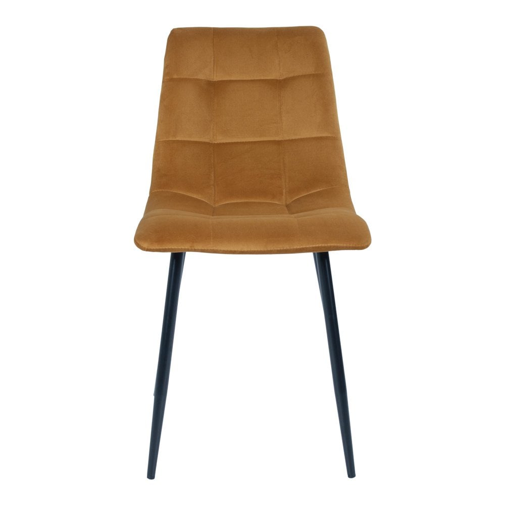Middelfart Dining Chair - Polyester Velvet, Steel, Mustard Yellow - Set of 2