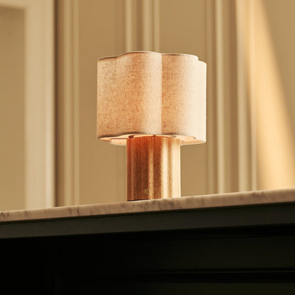 Yalisa Light Brown Rechargeable Table Lamp | Modular, Linen Blend & Dimming Function