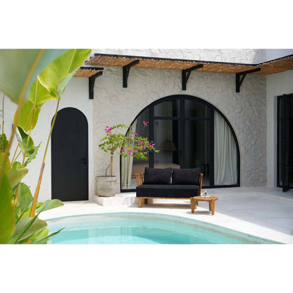 Recycled Teak Two Seater Sofa - Natural Black Finish