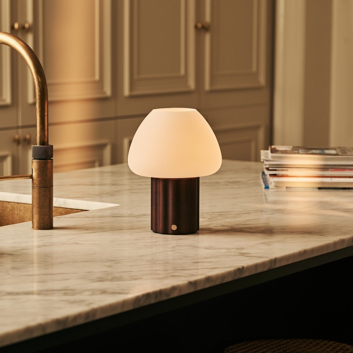 Sophie Dark Brown Rechargeable Table Lamp | Modular Lampshade, Dimmable & 3 Light Colors