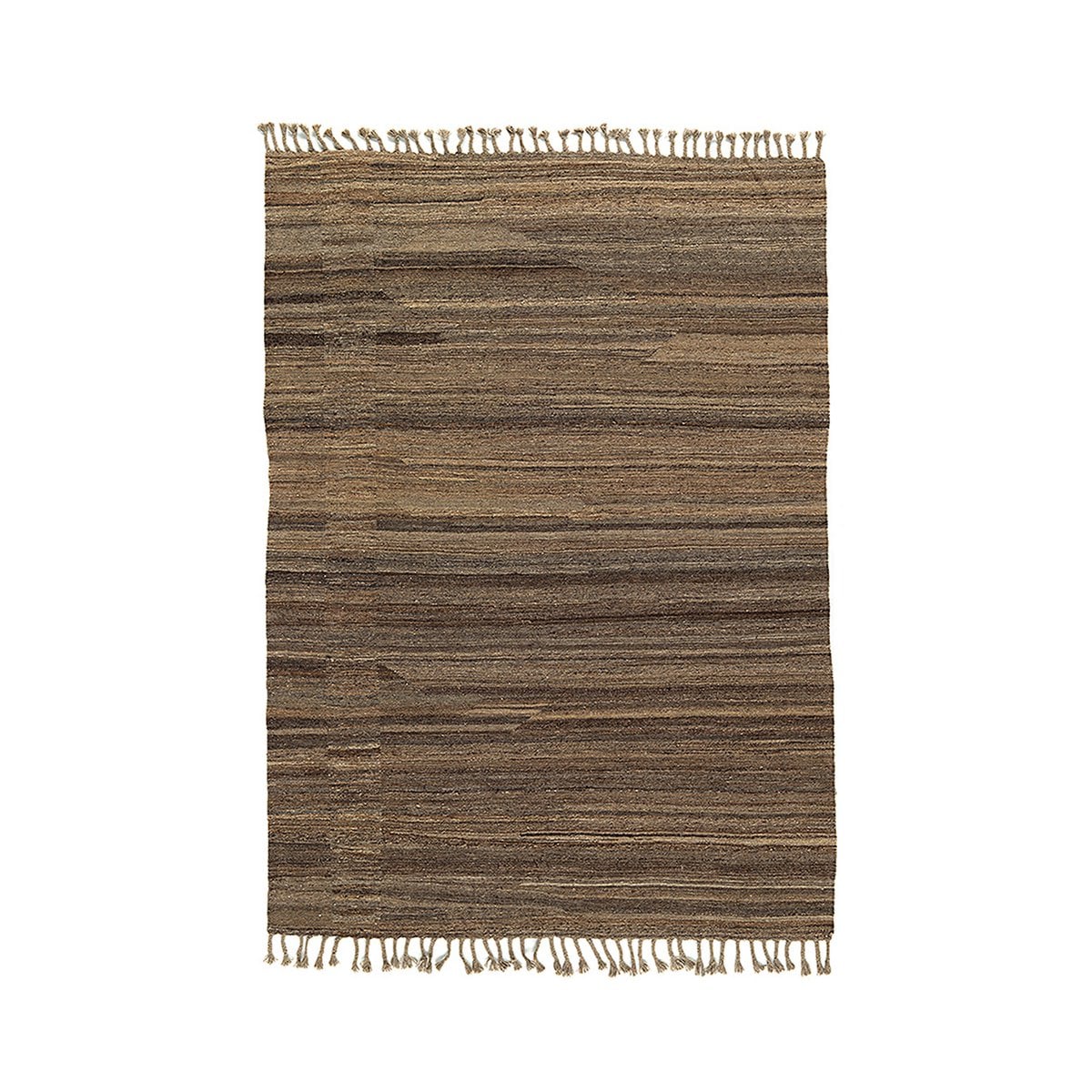 Handwoven Wool Area Rug - Afghan Design, Brown Stripes, 298x207 cm