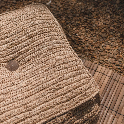 Raffia Pouf Beanbag - Hand Knitted Ottoman, Natural Fiber, Java