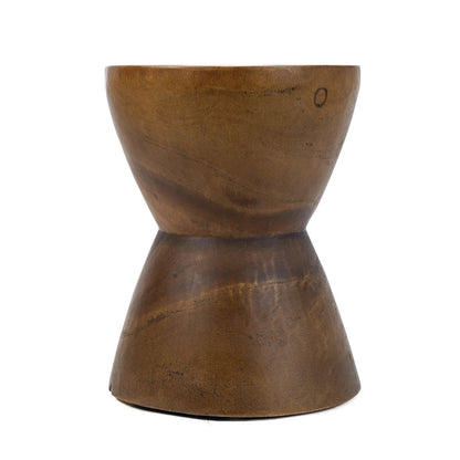 Suar Wood Stool - Natural Brown Accent Stool or Side Table