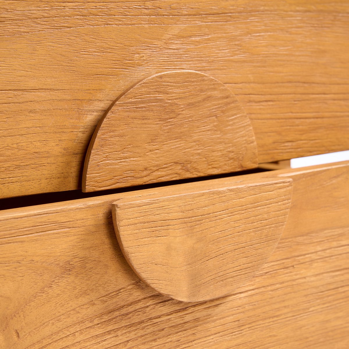 Teak Nightstand - Natural Wood Bedside Table with Drawers