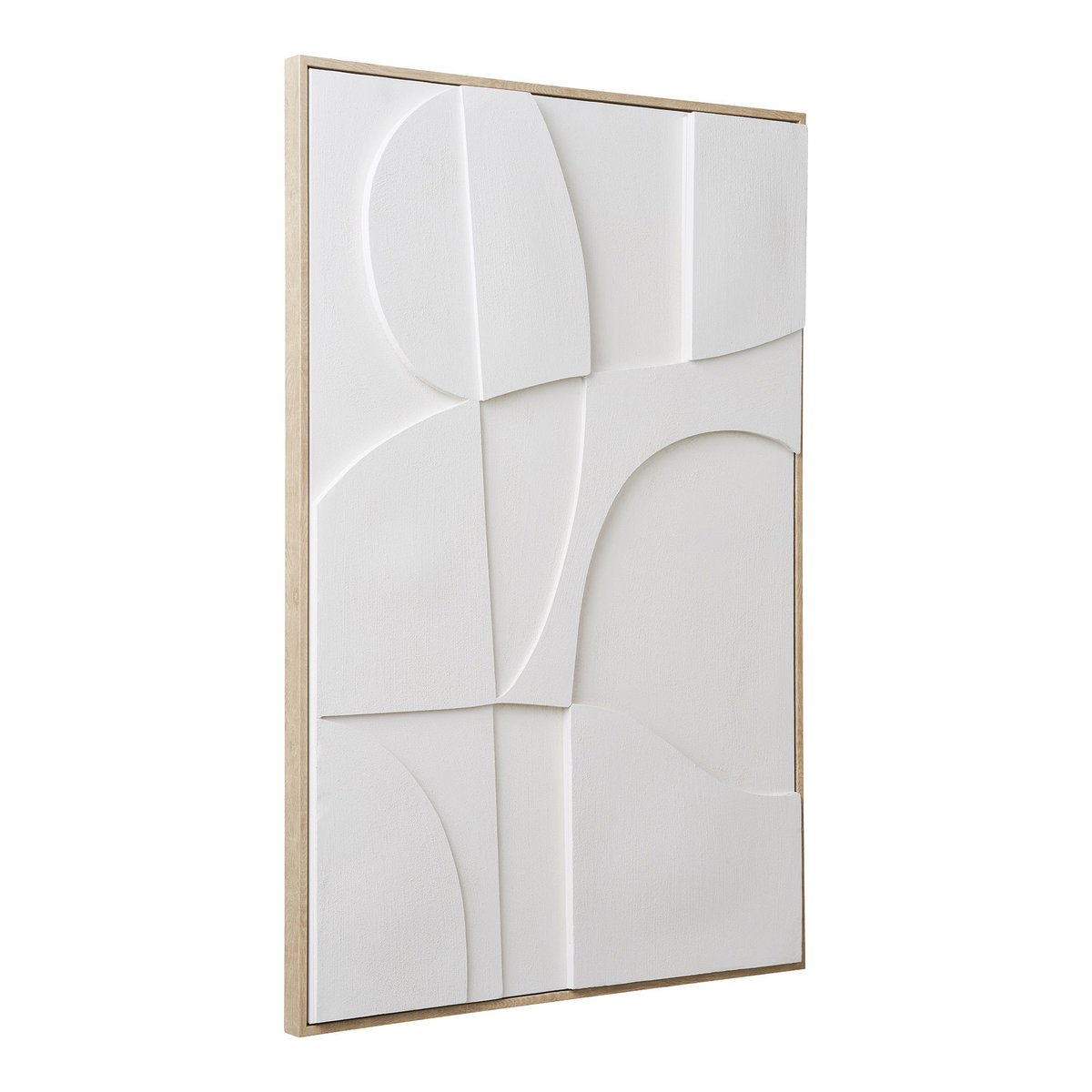 Textured Canvas Wall Art – 60x90 cm White Relief Decoration