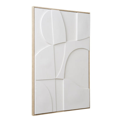 Textured Canvas Wall Art – 60x90 cm White Relief Decoration