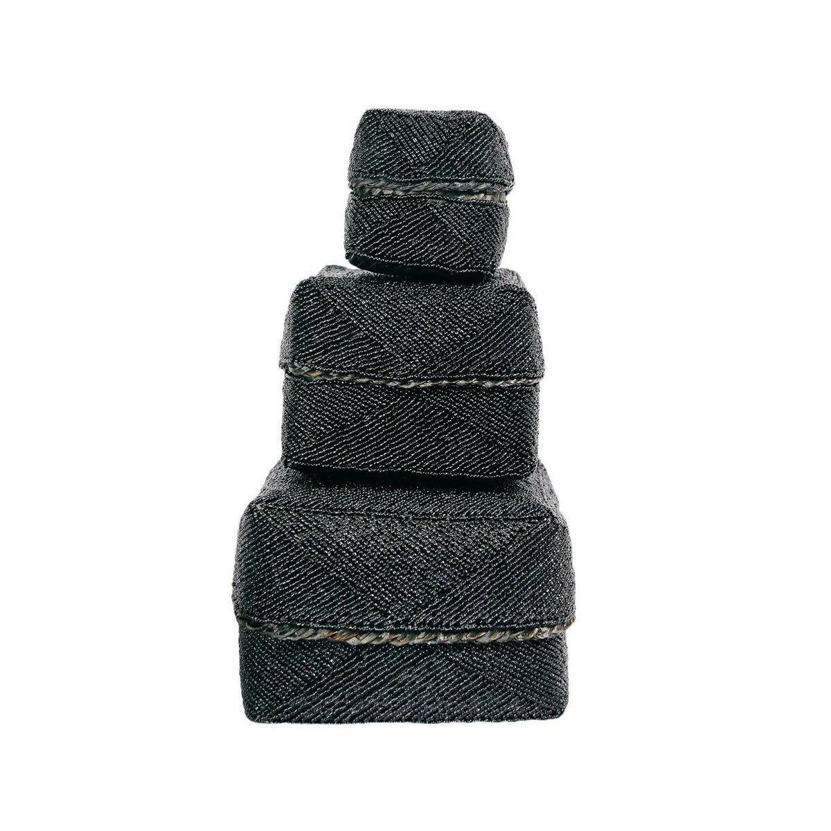 Storage Basket Beaded Black - Large | Bazar Bizar Living