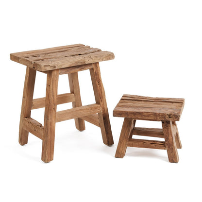 Teak Wood Stool - Natural Accent Stool - Small