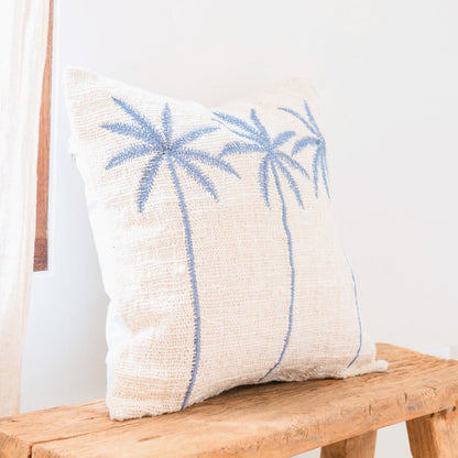 Cotton Cushion Cover Palm Tree Pattern – Boho Embroidered Cushion – Decorative Pillow – Embroidered Cushion Cover 40x40 or 50x50 cm ANARKA