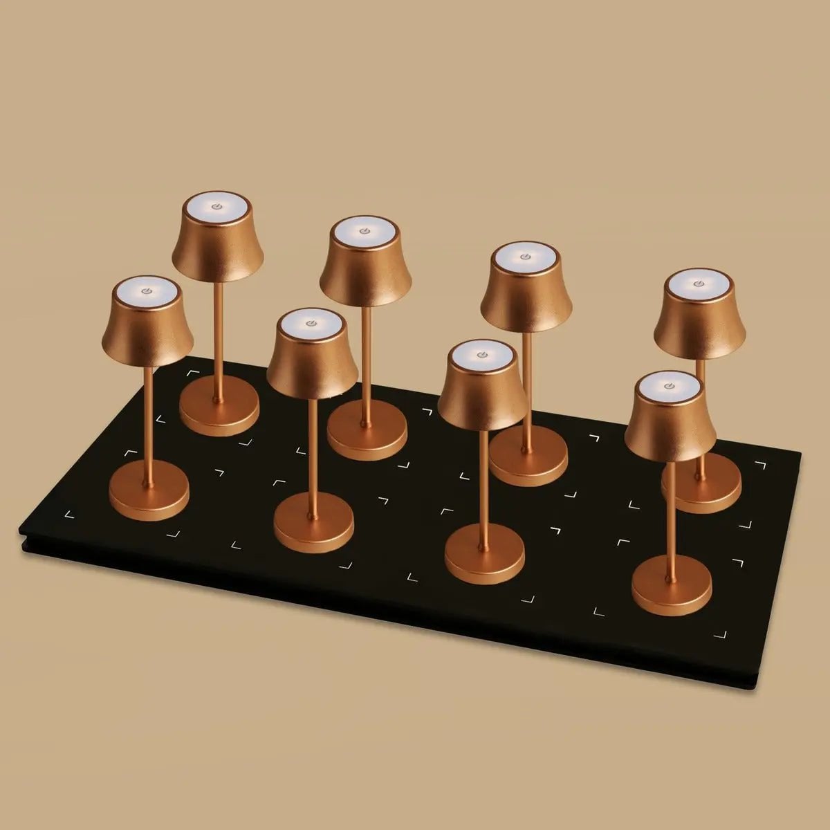 Combi Set Professional | 8 x De Pijp Mini Copper Rechargeable Table Lamps & 1 x Central Station Charging Station