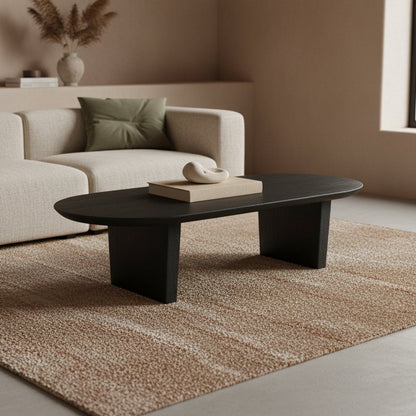 Mango Wood Coffee Table - Black Bullnose Design