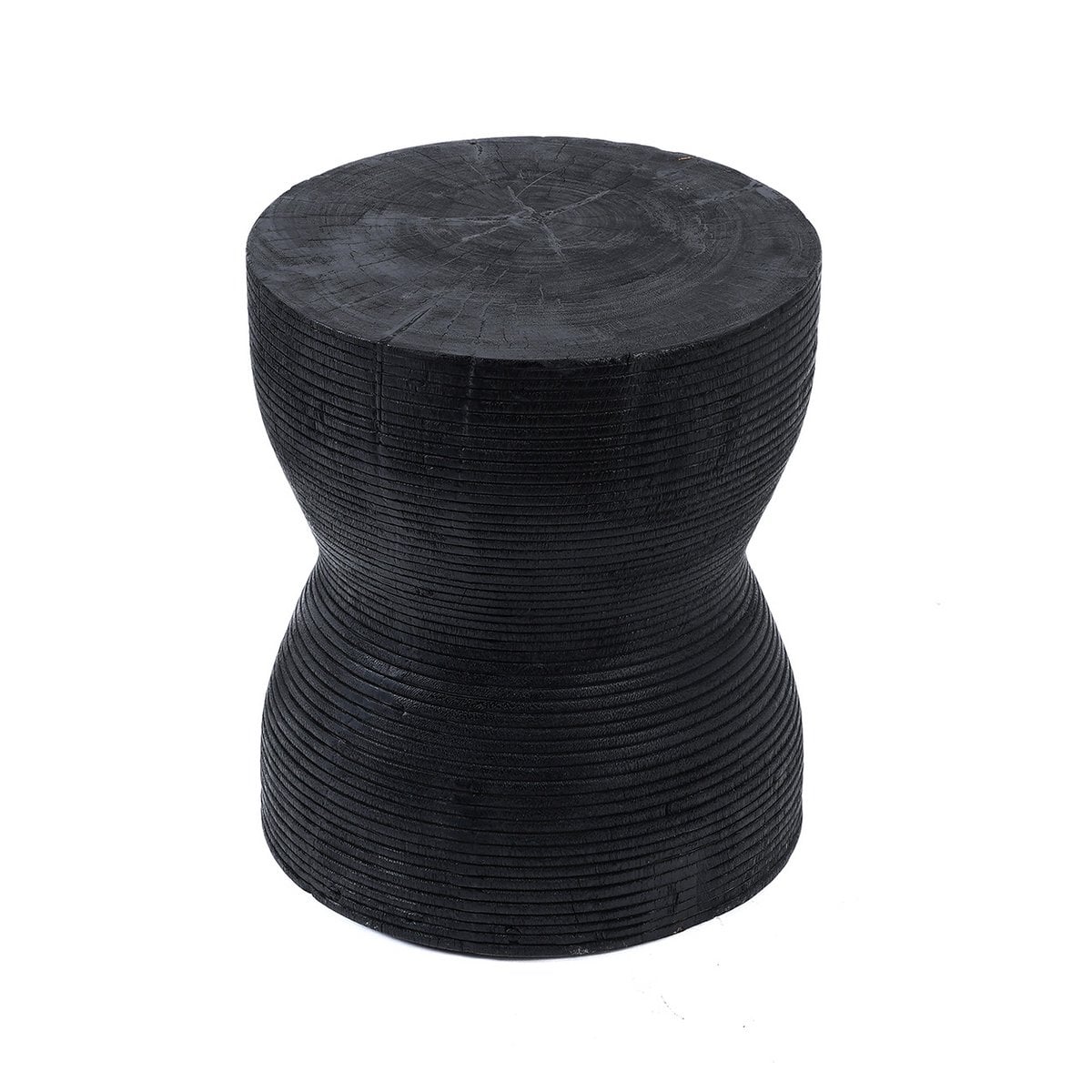 Suar Wood Stool - Black Accent Seating or Side Table
