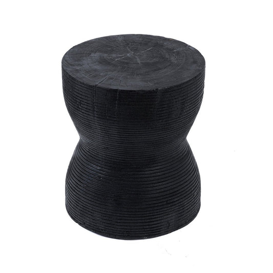 Suar Wood Stool - Black Accent Seating or Side Table