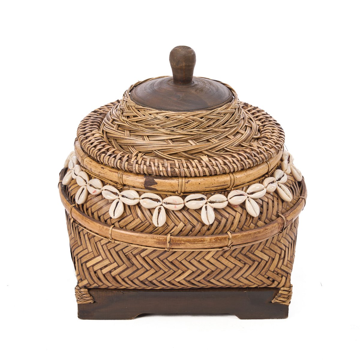 Wicker Storage Basket - Natural Brown Treasure Box with Shells