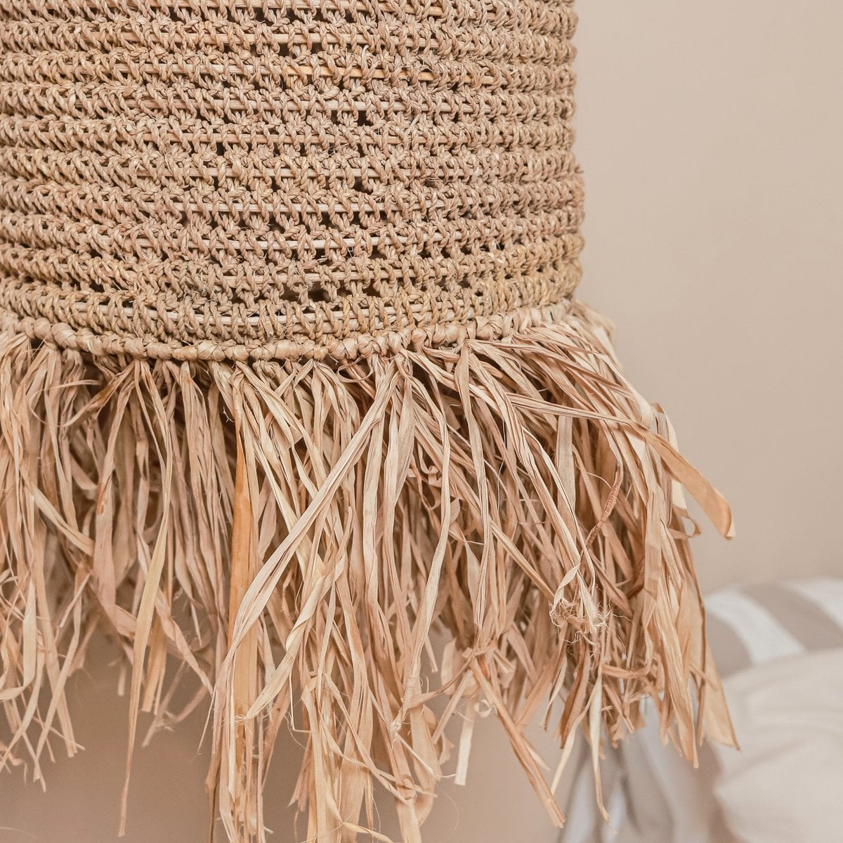 Raffia Pendant Lamp - Handwoven Lampshade for Tropical Decor