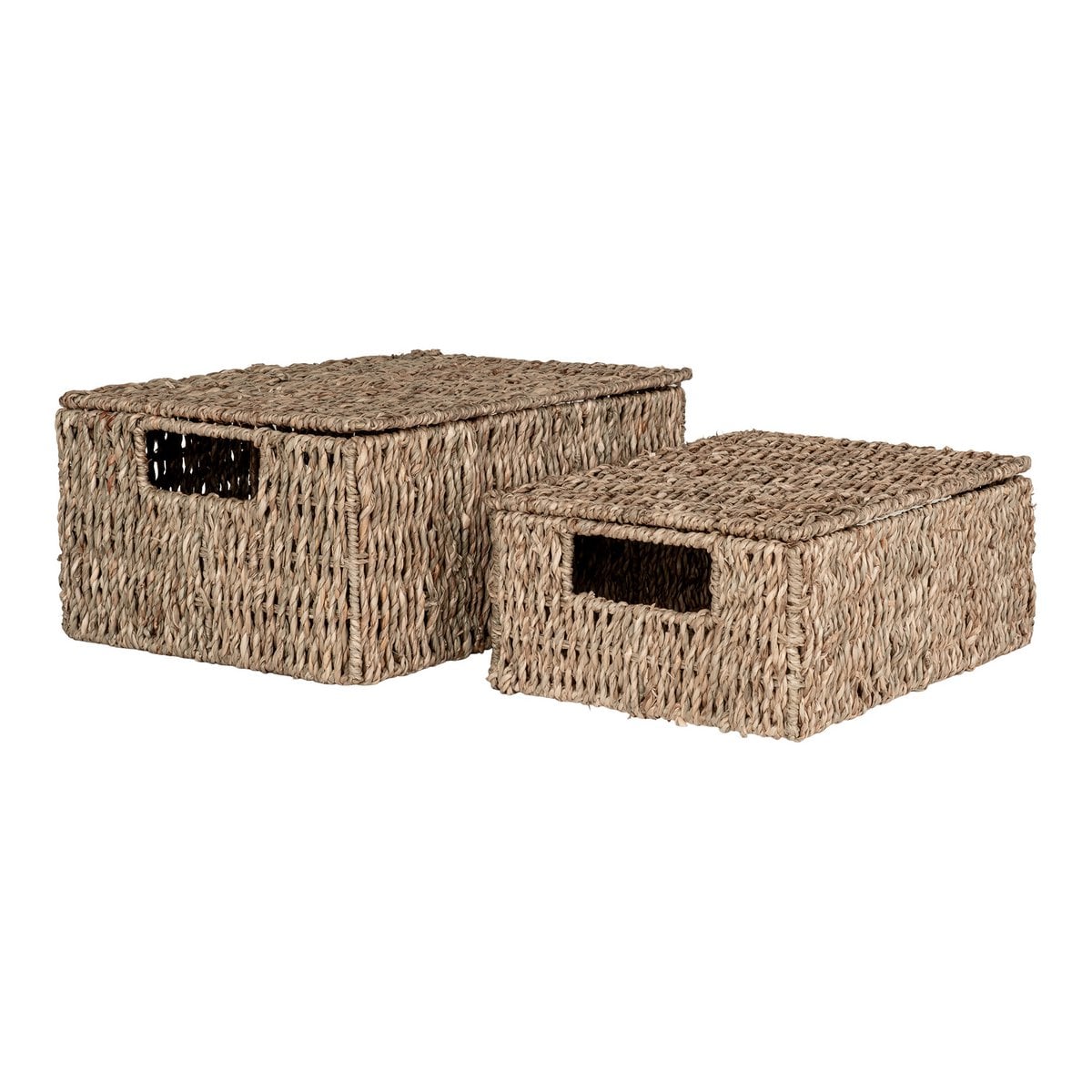 Seagrass Baskets Set - Natural Woven Storage Baskets - Set of 2
