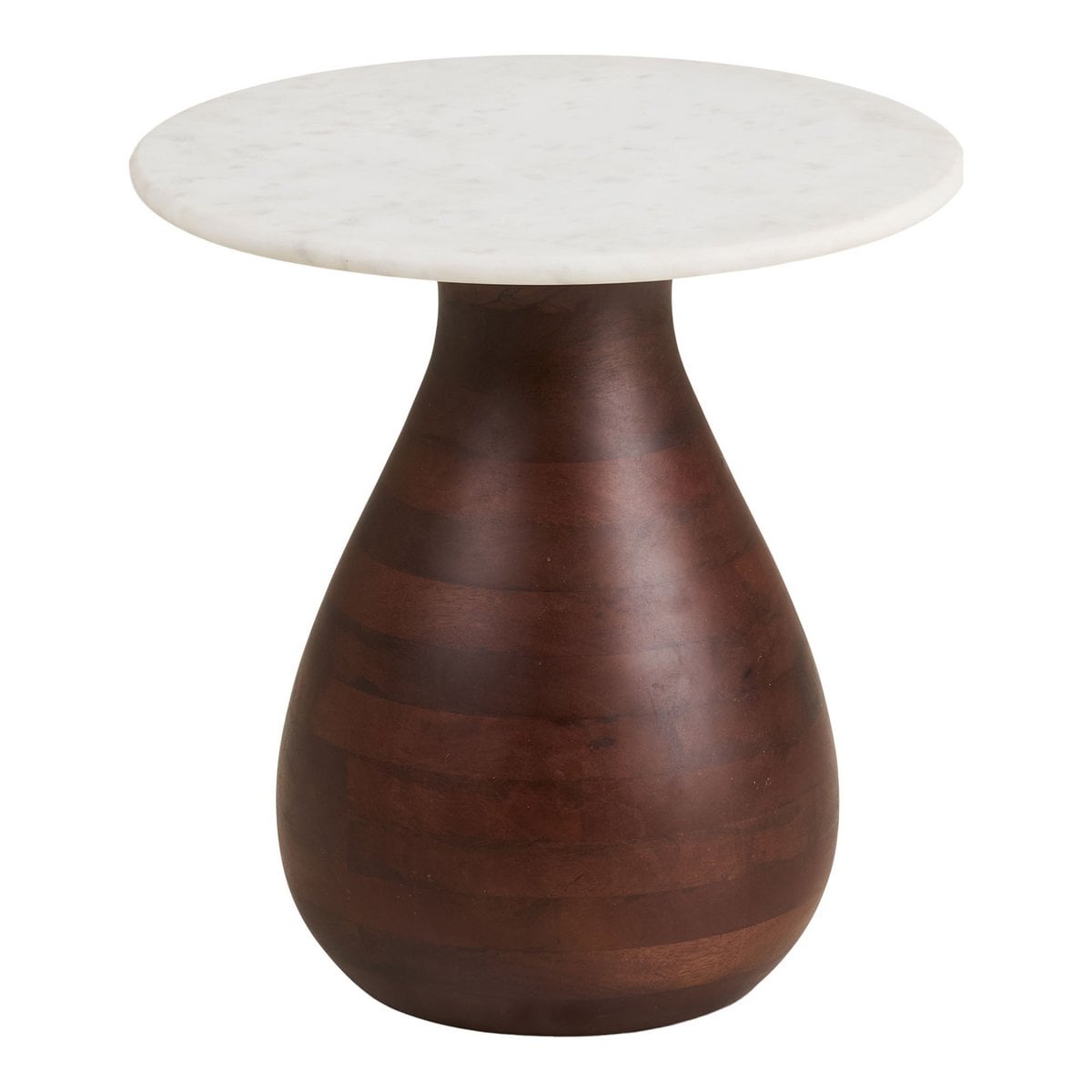 Heide Side table, mango wood/marble, dark brown/white, ø40x41 cm