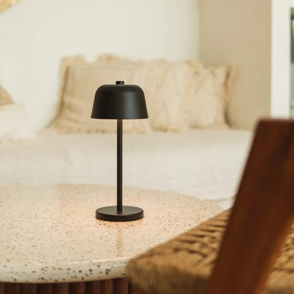 Rechargeable Table Lamp - Black Cordless Lamp with Dimmer