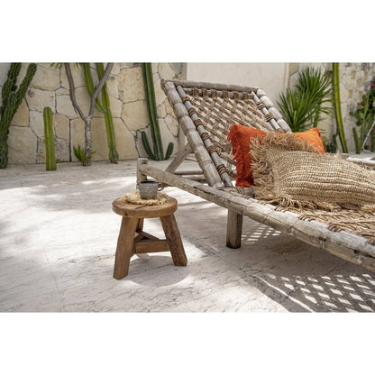 Teak Wood Stool - Natural Yatai Design, Small Size