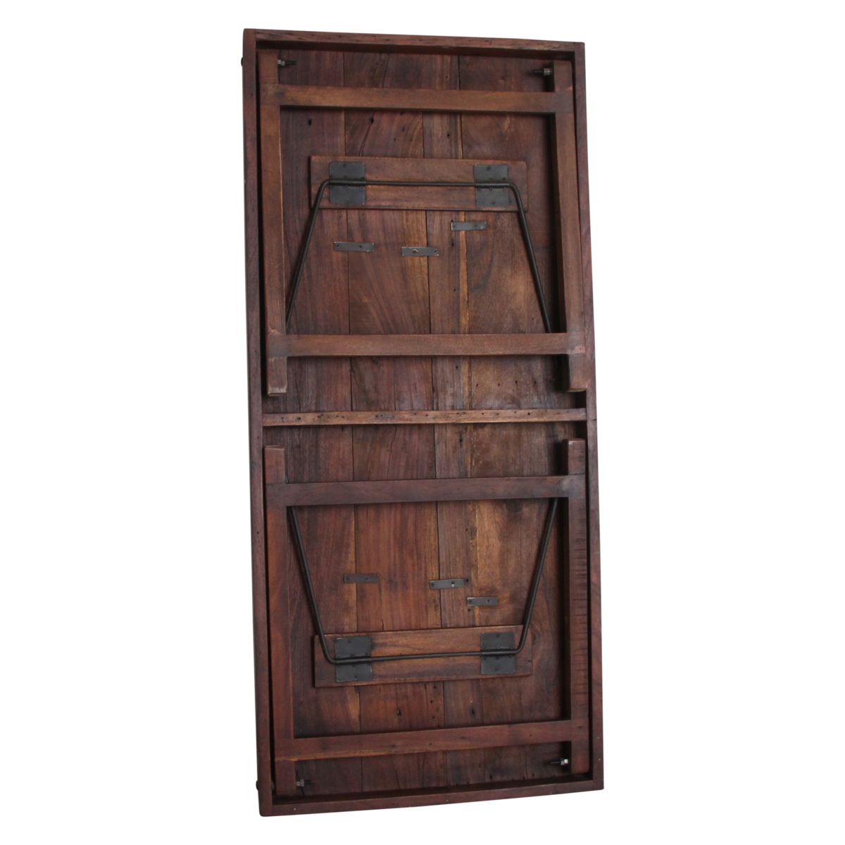 Foldable Brown Dining Table – Recycled Hardwood & Iron Legs