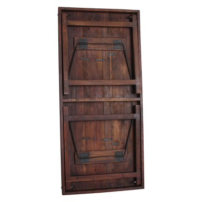 Foldable Brown Dining Table – Recycled Hardwood & Iron Legs