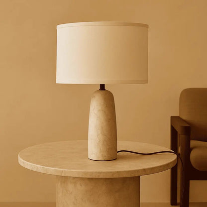 Marble Table Lamp with Cotton Shade – Elegant Design
