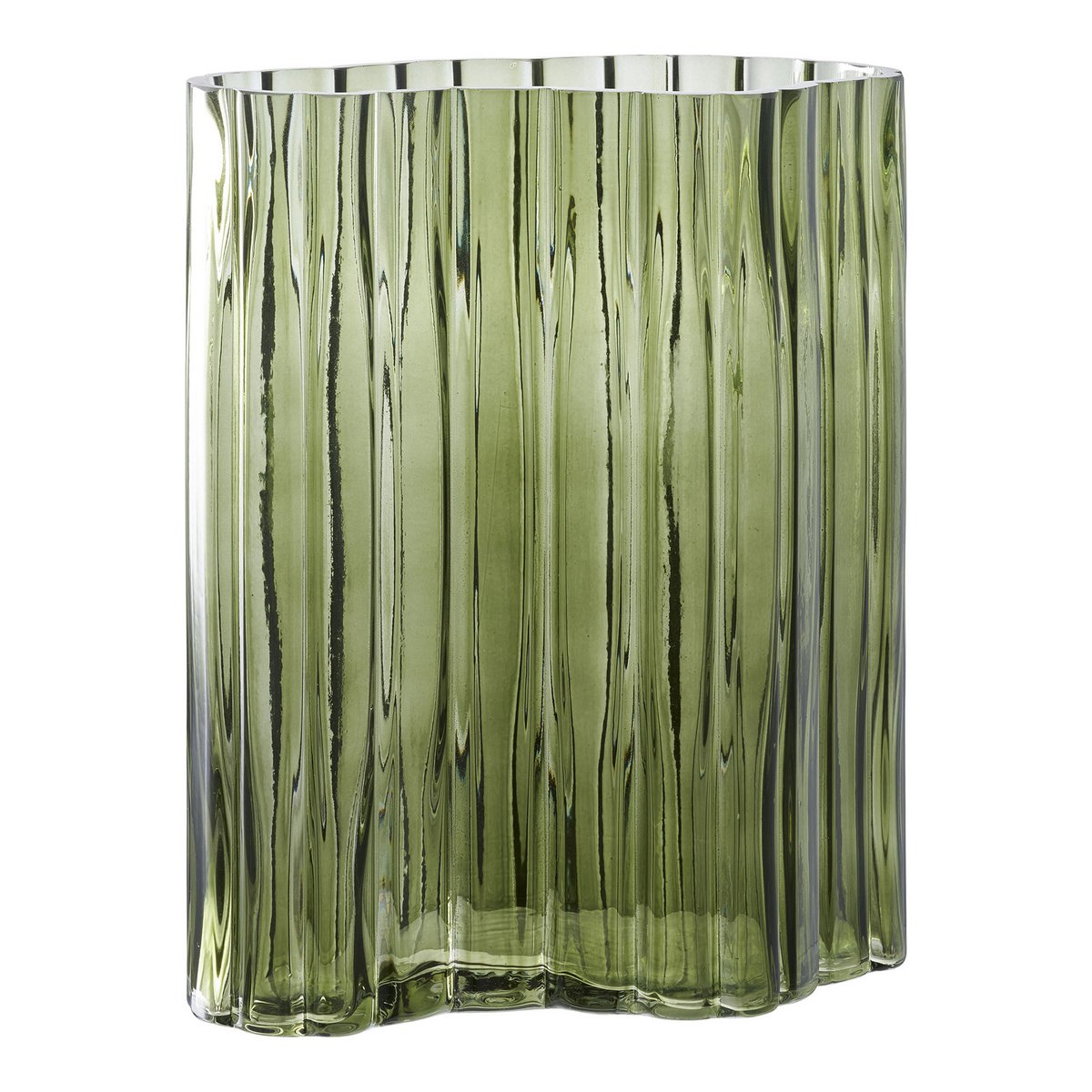 Jarrón - Verde ahumado, Cristal, 21x12x26.5cm