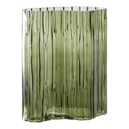 Jarrón - Verde ahumado, Cristal, 21x12x26.5cm