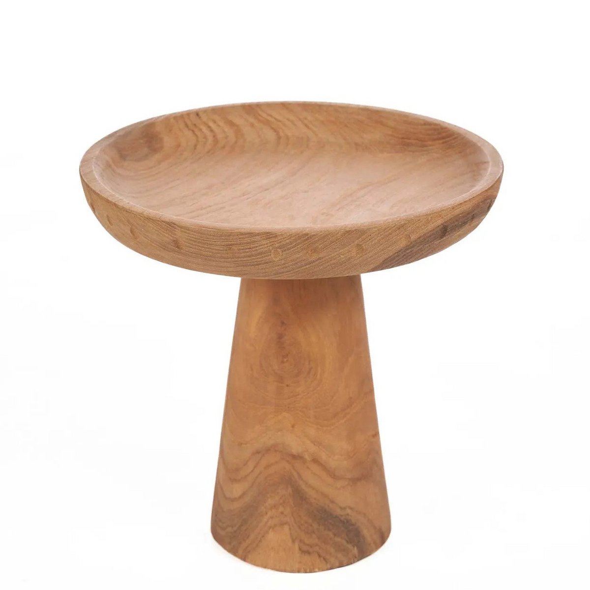 Teak Wood Cake Stand - Natural Teak Pedestal Dessert Display