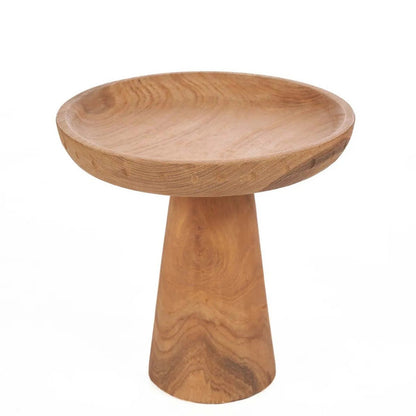 Teak Wood Cake Stand - Natural Teak Pedestal Dessert Display
