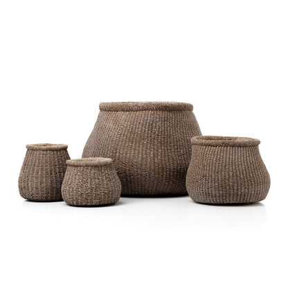 Concrete Planter - XL Brown Faux-Puff Design for Large Plants