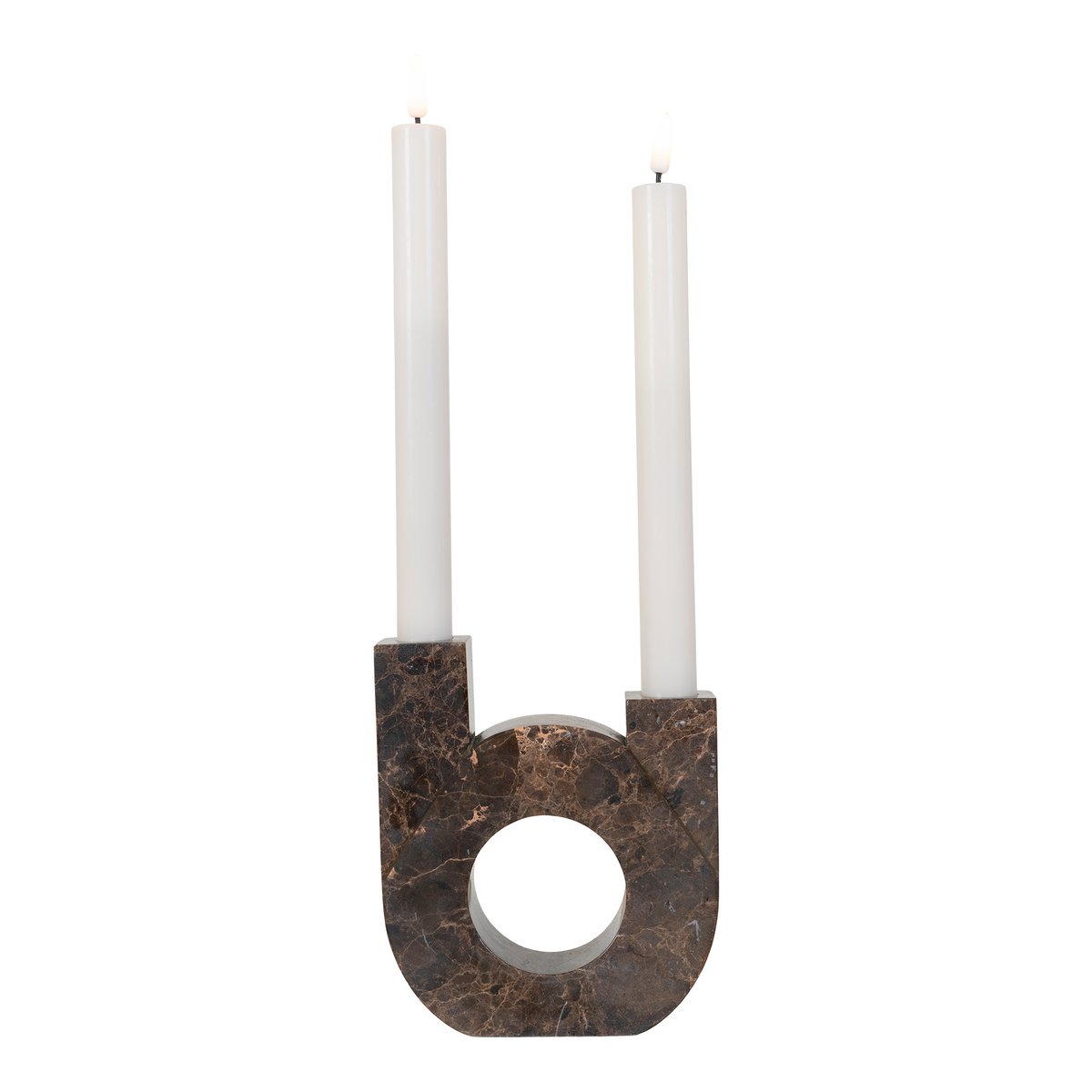 Marble Tea Light Candle Holder - Brown Stone, 12x3.5x14cm
