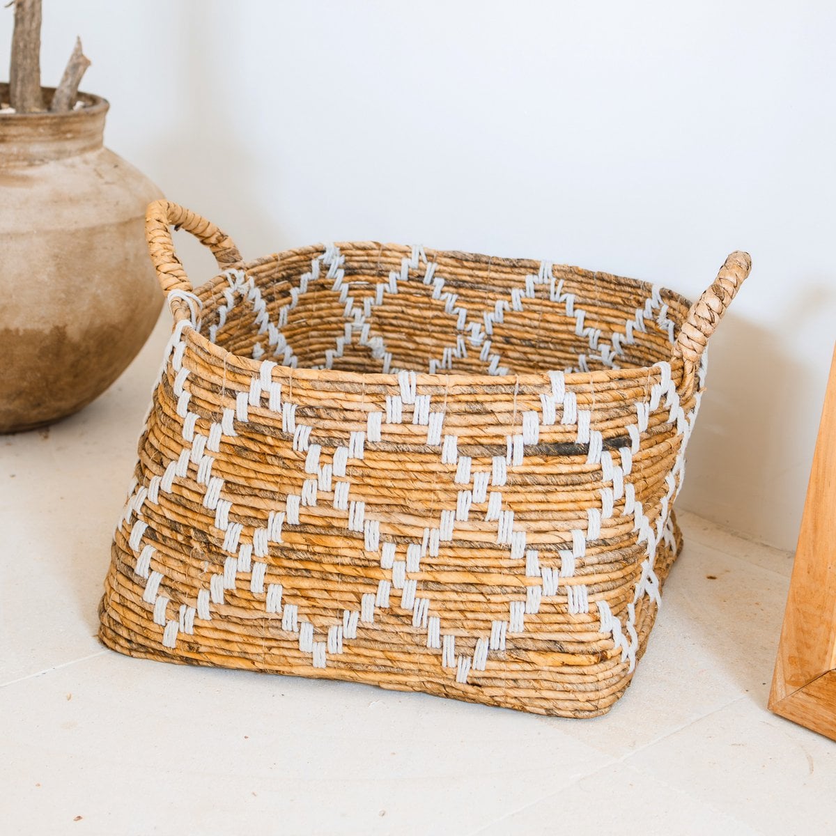 Banana Fiber Woven Storage Basket – Boho Square Shelf Basket, 2 Sizes