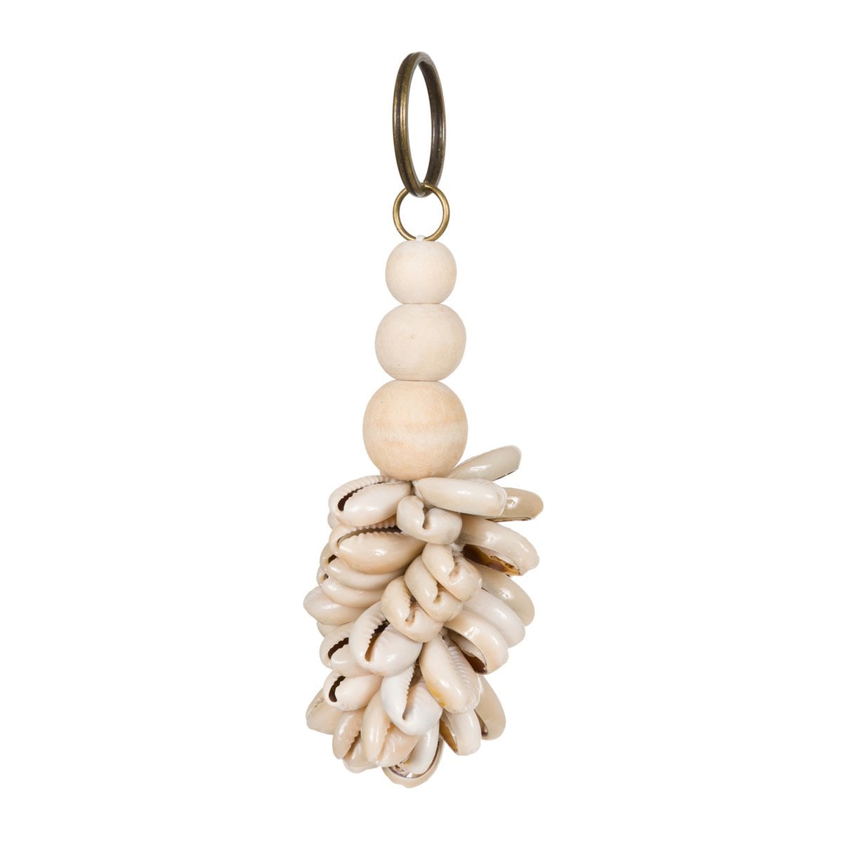 Natural Wood Keychain - Canggu Shell Charm, Coastal Style
