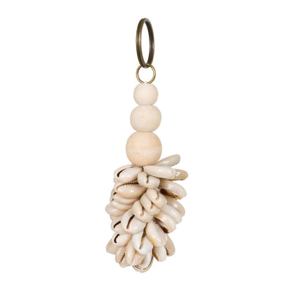 Natural Wood Keychain - Canggu Shell Charm, Coastal Style