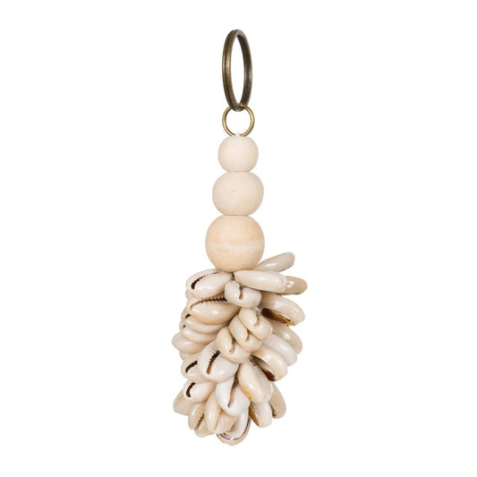 Natural Wood Keychain - Canggu Shell Charm, Coastal Style