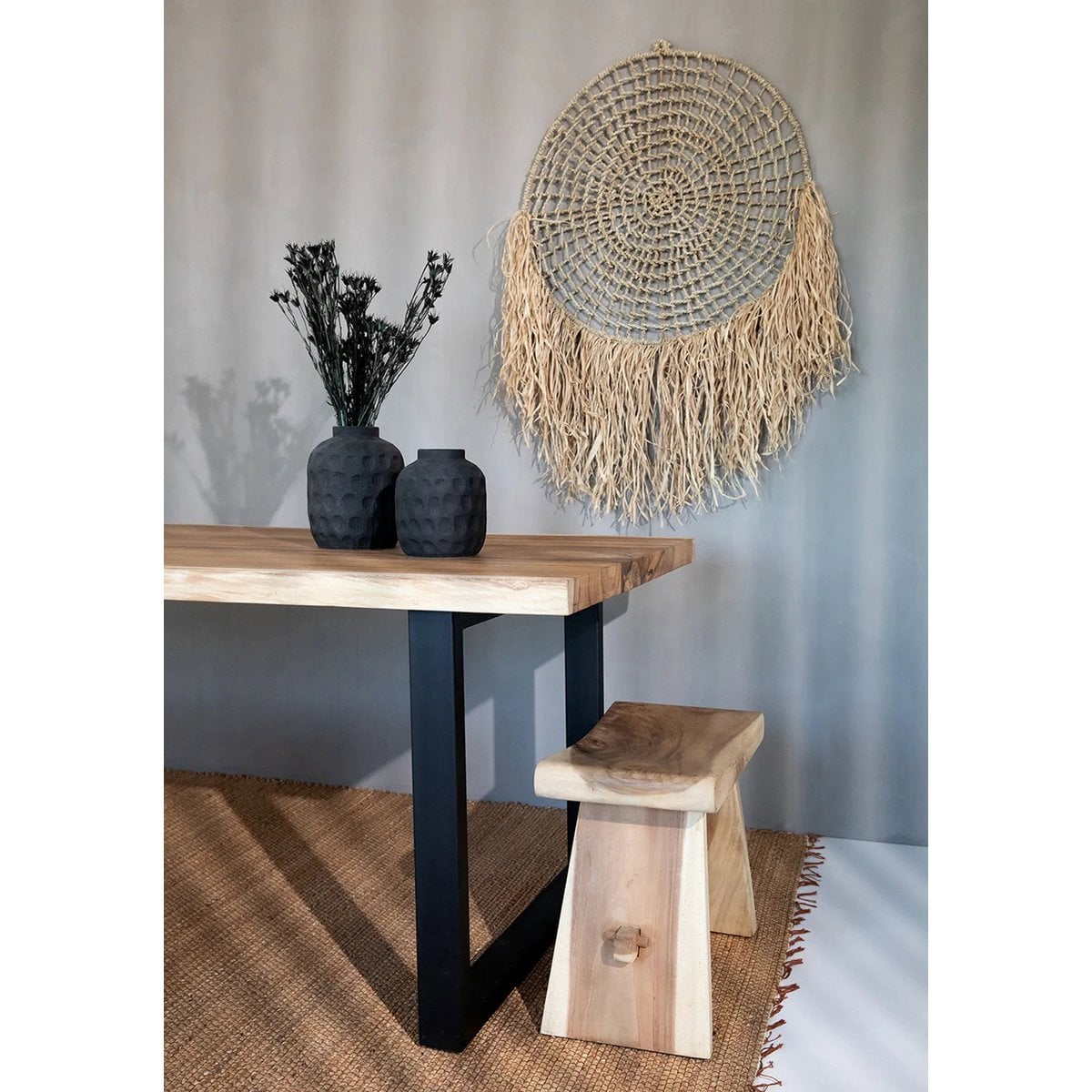 Natural Fiber Area Rug - Killing Field Design, 260x180 cm