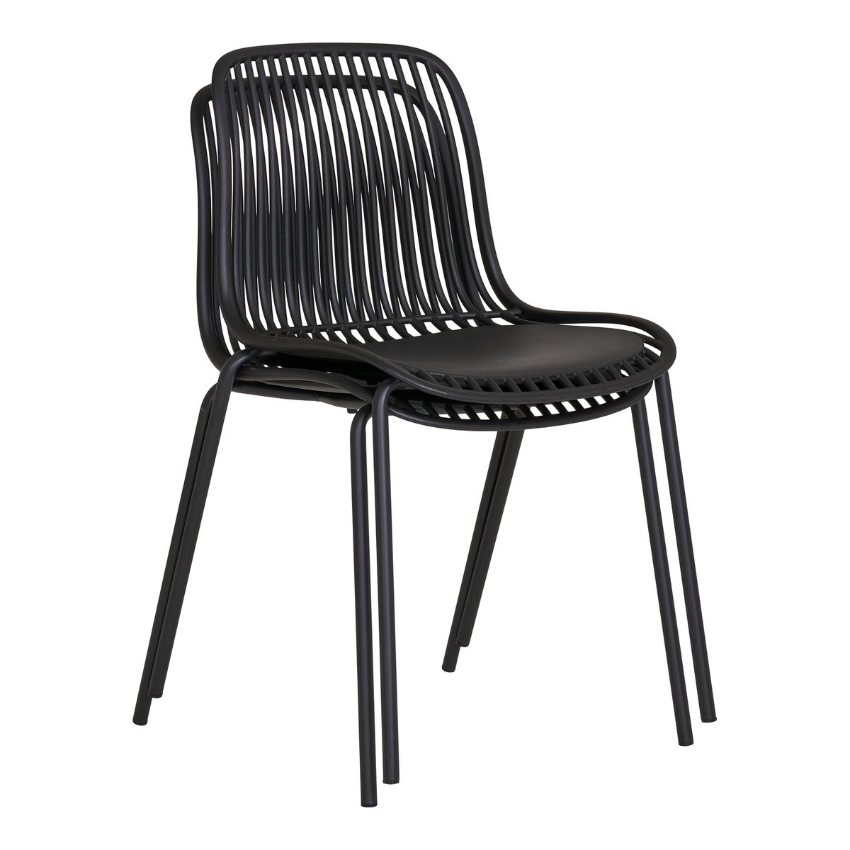 Branson Garden Chair - Black, Stackable, 55x46.5x82 cm - Set of 4