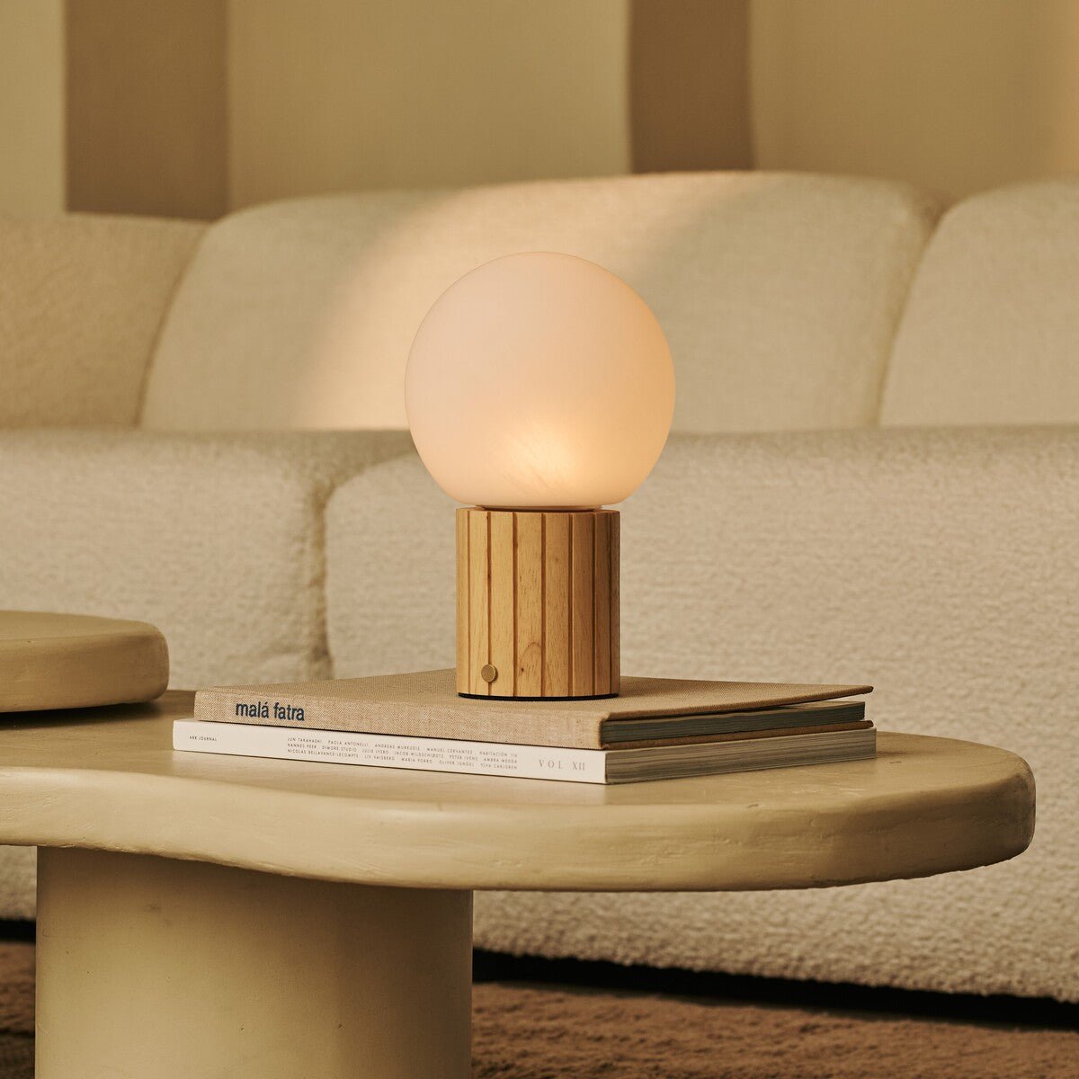 Light Brown Rechargeable Table Lamp - 3 Light Colors Cordless