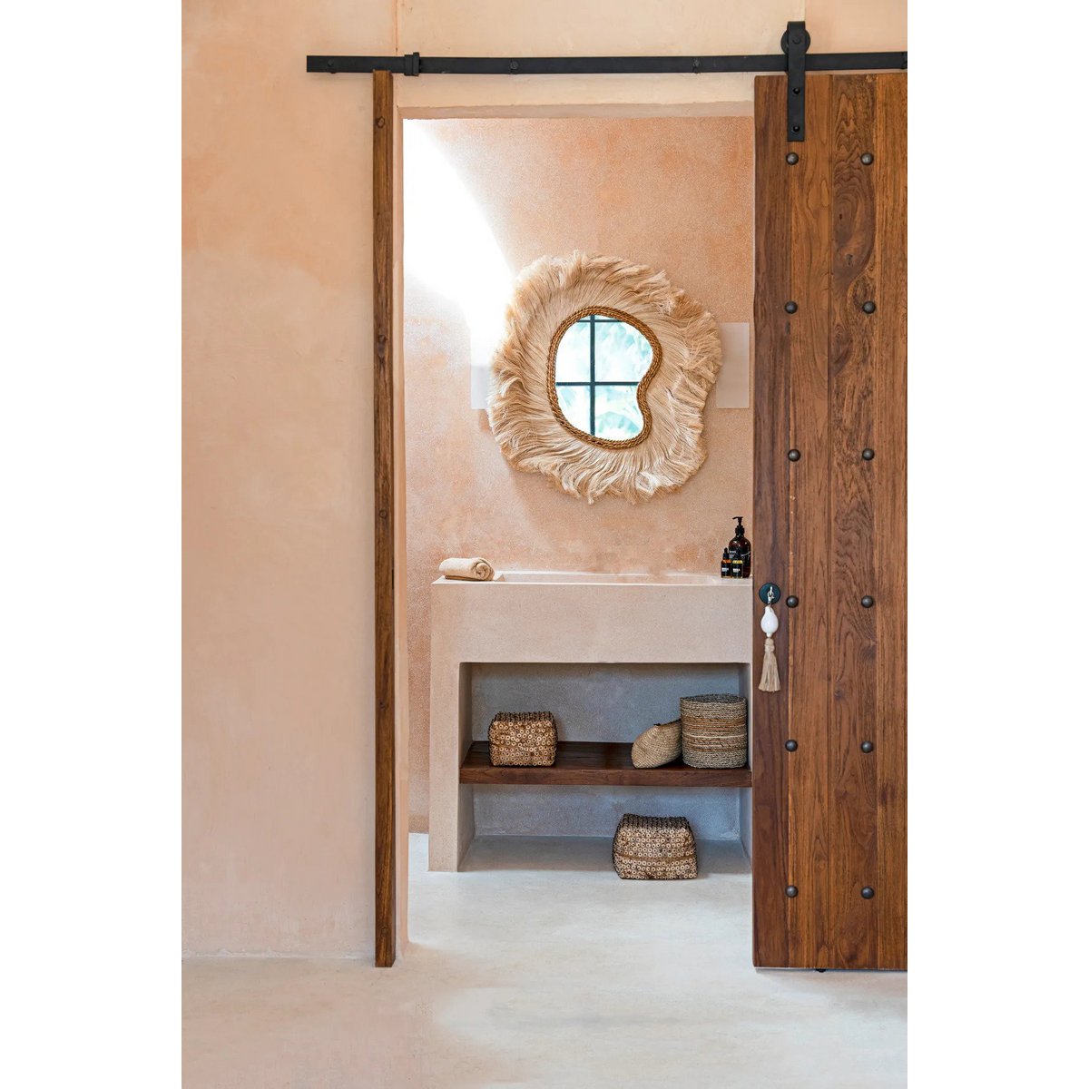 Rattan Wall Mirror - La Principessa Arched Coastal Mirror - Large