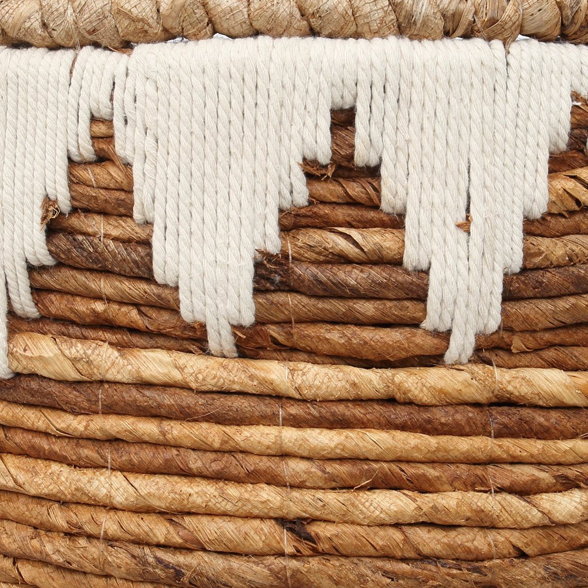 Banana Fiber Laundry Basket - Medium Stitched Storage with Lid