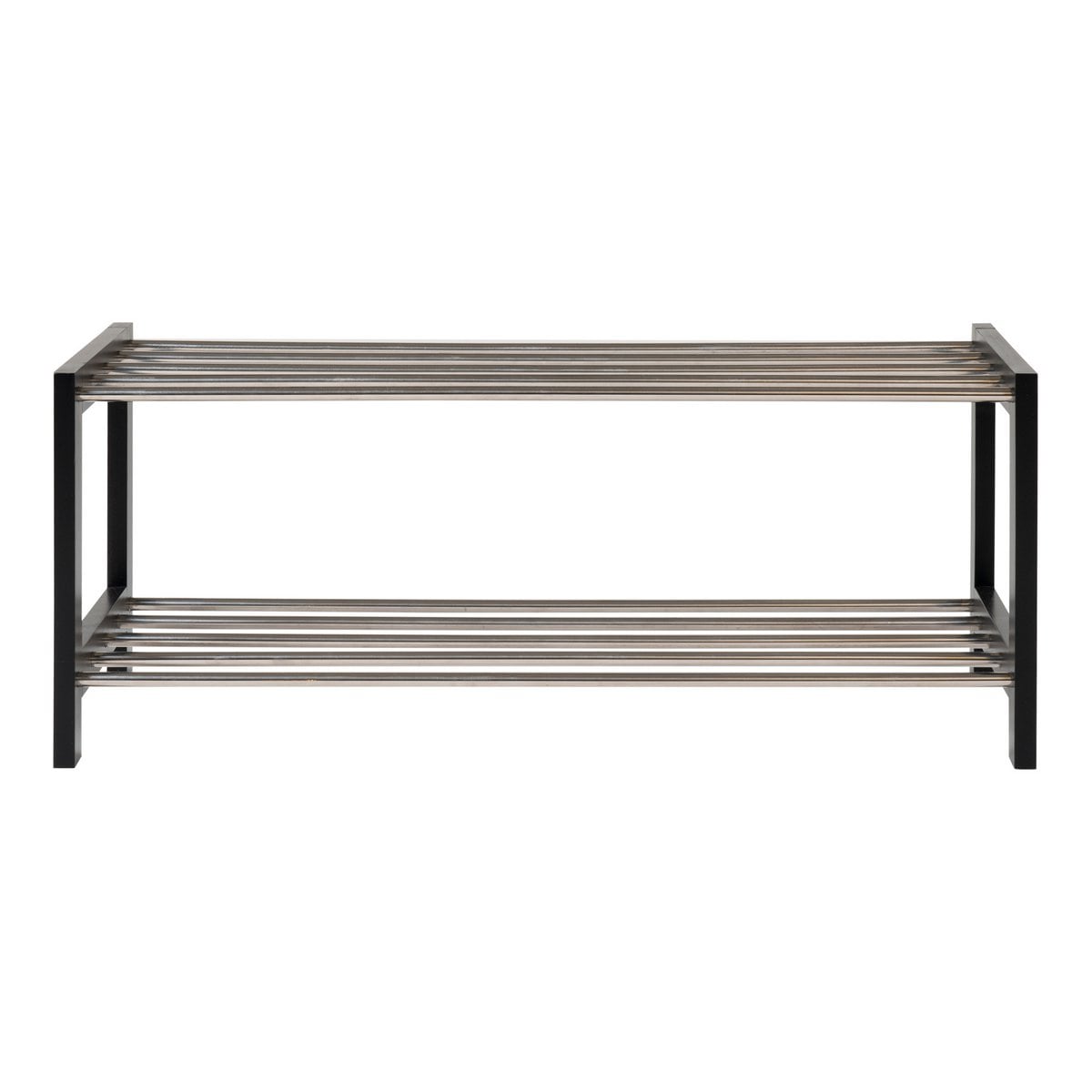 Black Poplar & Steel Shoe Rack – Modern Entryway Organizer, 78cm