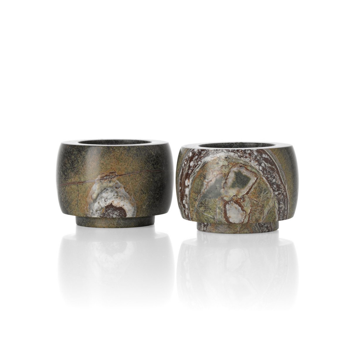 Marble Tea Light Candle Holder - Green Bidasar Stone, Low