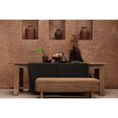 Linen Tablecloth - Black Natural Tuscany Style - 150x300