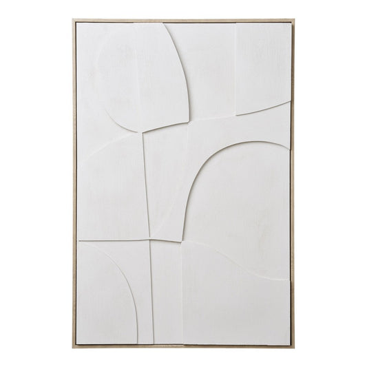 Textured Canvas Wall Art – 60x90 cm White Relief Decoration